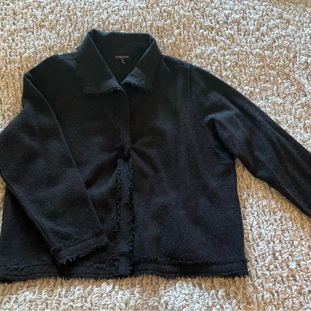 Eileen Fisher Charcoal Gr. Wool Jacket Lightweight 1X